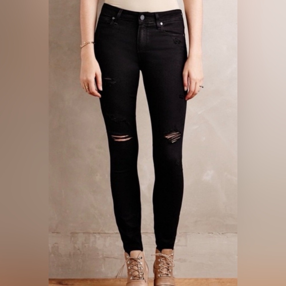 PAIGE BLACK VERDUGO ULTRA SKINNY DISTRESSED JEANS SZ 26